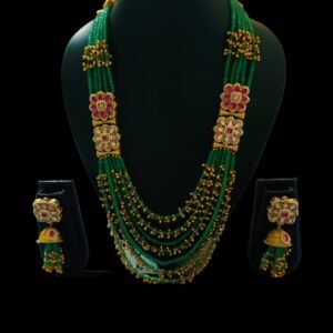 Kanhaverse Emerald Grace Multi-Layer Kundan Necklace Set