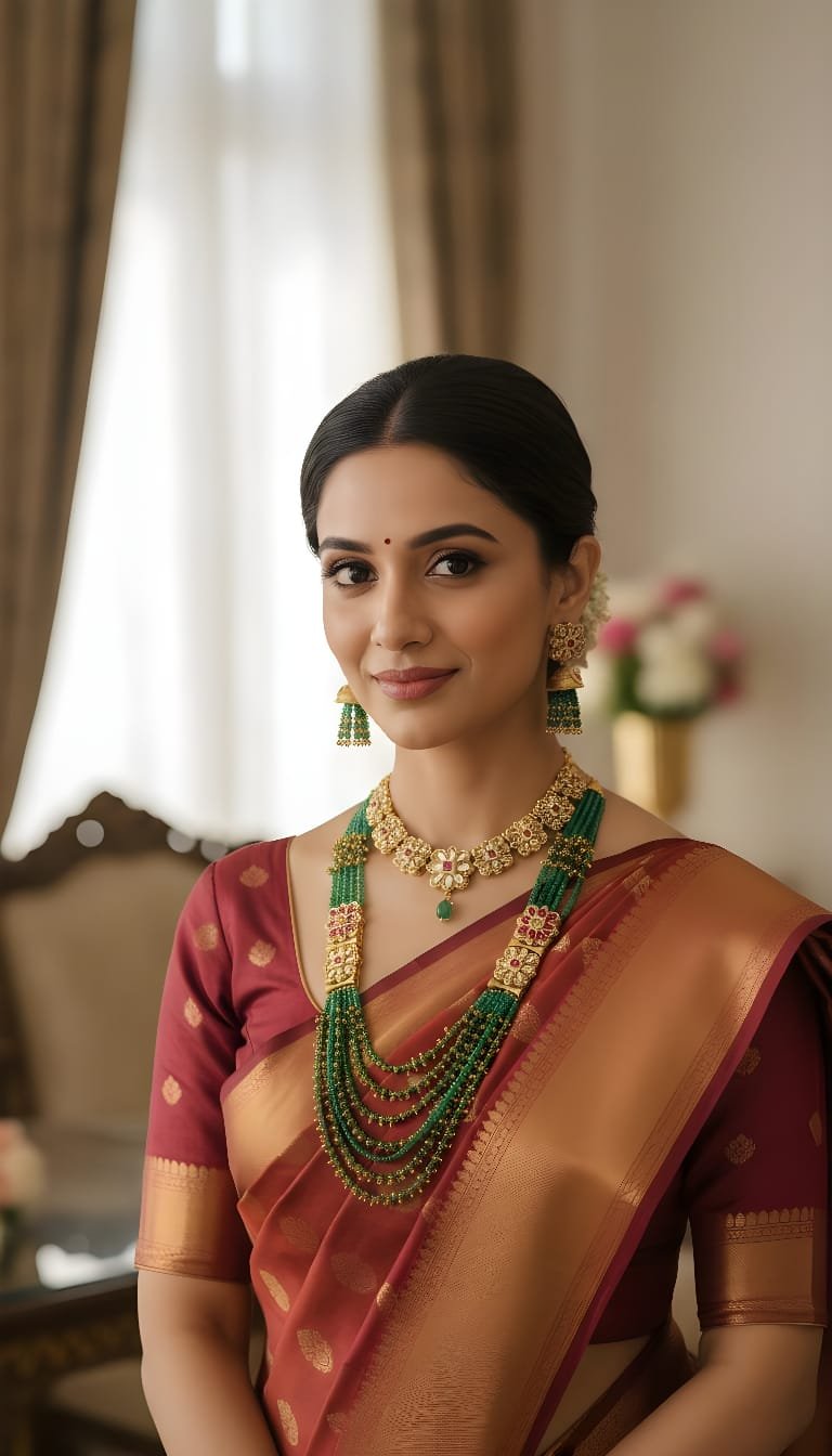 Kanhaverse Emerald Grace Multi-Layer Kundan Necklace Set Kanhaverse Emerald Grace Multi-Layer Kundan Necklace Set