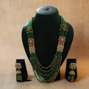 Kanhaverse Emerald Grace Multi-Layer Kundan Necklace Set