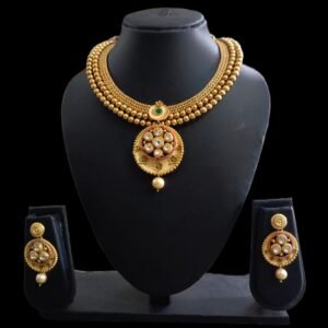 Kanhaverse Royal Kundan Antique Gold Necklace Set