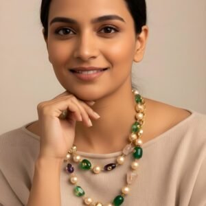 Kanhaverse Multi-Stone Pearl Beaded Necklace