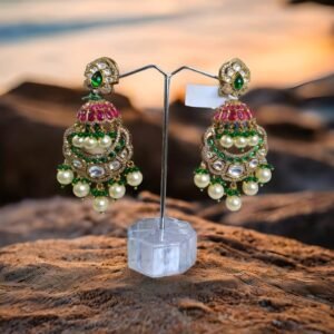 Kanhaverse Meenakari Pearl Drop Jhumka Earrings