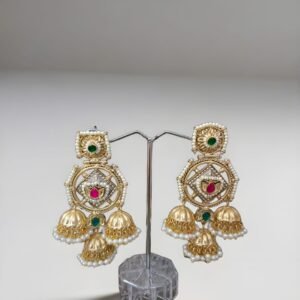 Kanhaverse Lotus Kundan & Pearl Layered Jhumka Earrings