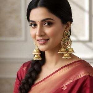 Kanhaverse Temple Heritage Pearl Jhumka Earrings