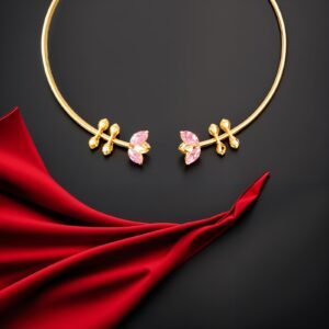 Elegant Pink Stone Open Choker Necklace