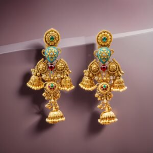 Kanhaverse Antique Gold-Plated Temple Jhumka Earrings
