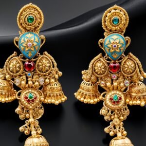 Kanhaverse Antique Gold-Plated Temple Jhumka Earrings