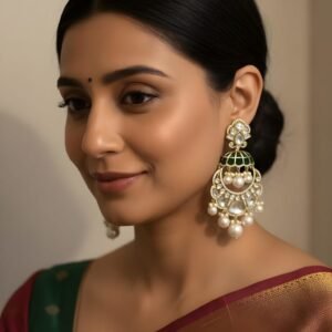 Kanhaverse Kundan & Pearl Jhumka Earrings Gold Plated Traditional Earrings for Women