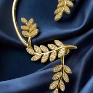 Kanhaverse Golden Laurel Leaf Cuff Bracelet