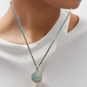 Kanhaverse Aqua Radiance Crystal Pendant Necklace