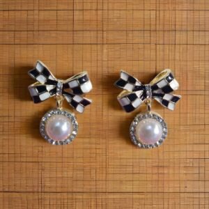 Kanhaverse Chic Bow Pearl Drop Earrings