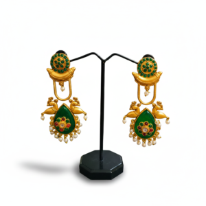 Traditional Green Stone Long Earrings