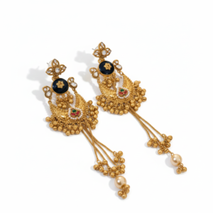 Antique Gold Traditional Pearl Drop Earrings