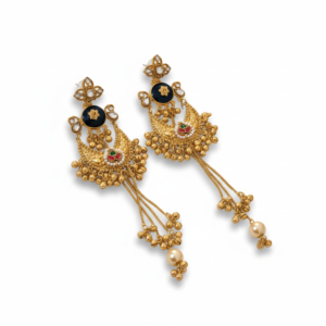 Traditional Gold-Tone Peacock Pearl Drop Earrings